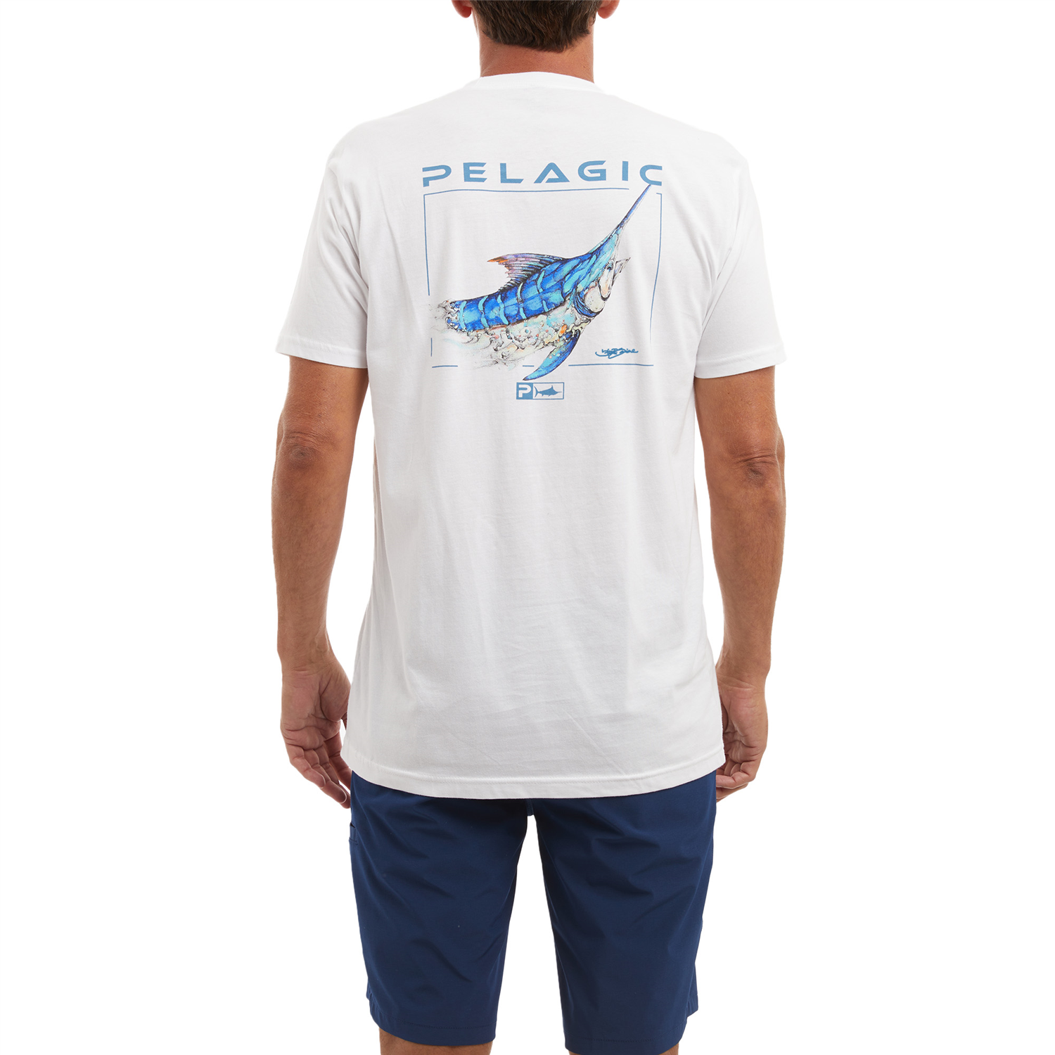 Pelagic Prem Tee Goione Marlin White !