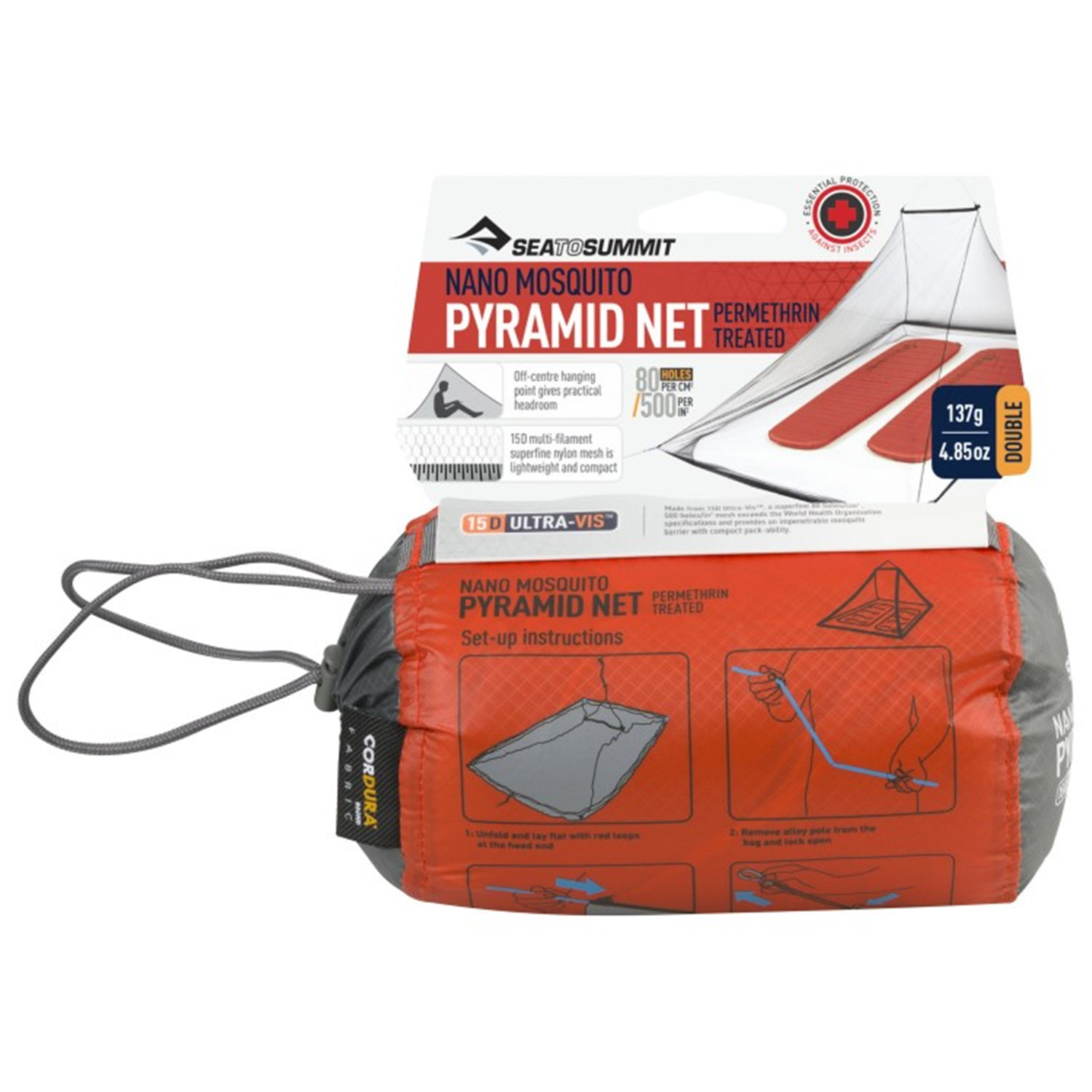 Sea to Summit Mosquito Net Nano Pyramid Treated Double 137gm