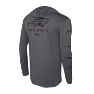 Pelagic AquaTek Hooded Shirt - Gyotaku Graphite