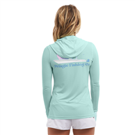 Pelagic AquaTek Womens Hooded Shirt - Evening Fade Tropical Aqua