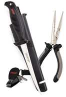 Rapala Combo Pack-16cm Pliers & Falcon Fillet Knife/Sheath & Clipper